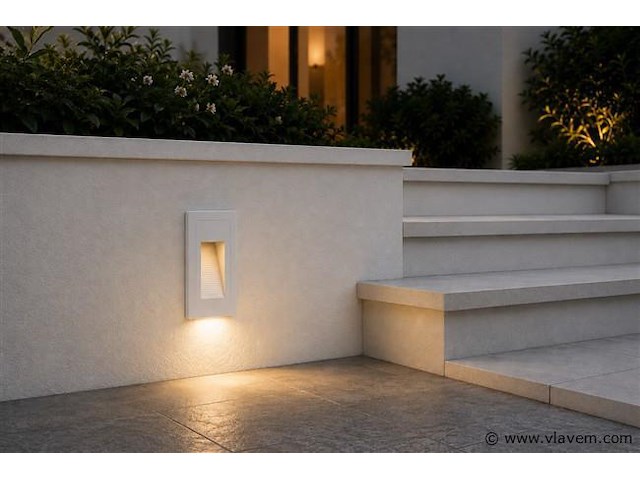6 x led trapverlichting 3w – 3000k warm wit - rechthoek – wit – ip54 – yoga-v1 - afbeelding 3 van  5