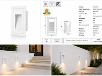 6 x led trapverlichting 3w – 3000k warm wit - rechthoek – wit – ip54 – yoga-v1 - afbeelding 5 van  5