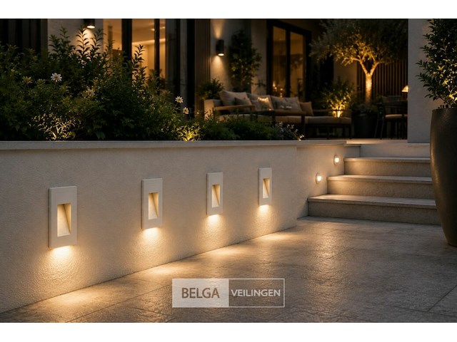 6 x led trapverlichting 3w – 3000k warm wit - rechthoek – wit – ip54 – yoga-v1 - afbeelding 1 van  6