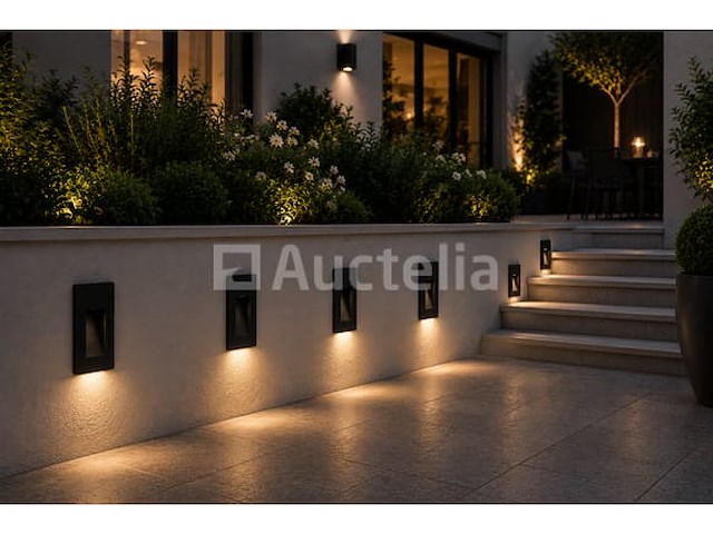 6 x led trapverlichting 3w – 3000k warm wit - rechthoek – zwart – ip54 – yoga-v1 - afbeelding 4 van  5