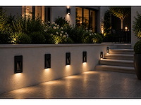 6 x led trapverlichting 3w – 3000k warm wit - rechthoek – zwart – ip54 – yoga-v1 - afbeelding 1 van  5