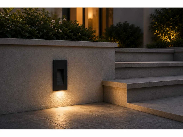 6 x led trapverlichting 3w – 3000k warm wit - rechthoek – zwart – ip54 – yoga-v1 - afbeelding 3 van  5