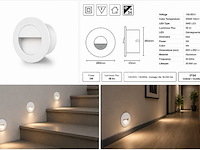 6 x led trapverlichting 3w – 3000k warm wit - rond – wit – ip54 – icon-r - afbeelding 2 van  5