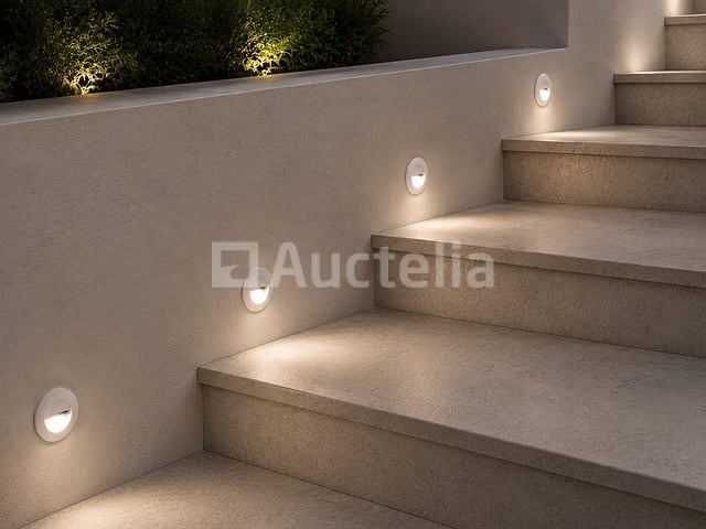 6 x led trapverlichting 3w – 3000k warm wit - rond – wit – ip54 – icon-r - afbeelding 3 van  5