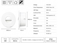 6 x led trapverlichting 3w – 3000k warm wit - rond – wit – ip54 – icon-r - afbeelding 5 van  5