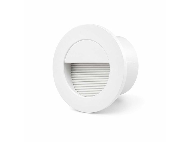 6 x led trapverlichting 3w – 3000k warm wit - rond – wit – ip54 – icon-r - afbeelding 2 van  5