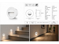 6 x led trapverlichting 3w – 3000k warm wit - rond – wit – ip54 – icon-r - afbeelding 5 van  5