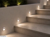 6 x led trapverlichting 3w – 3000k warm wit - rond – wit – ip54 – icon-r - afbeelding 2 van  6