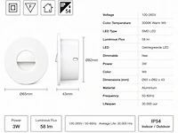 6 x led trapverlichting 3w – 3000k warm wit - rond – wit – ip54 – icon-r - afbeelding 5 van  6