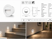 6 x led trapverlichting 3w – 3000k warm wit - rond – wit – ip54 – icon-r - afbeelding 6 van  6