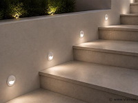 6 x led trapverlichting 3w – 3000k warm wit - rond – wit – ip54 – icon-r - afbeelding 1 van  5