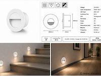 6 x led trapverlichting 3w – 3000k warm wit - rond – wit – ip54 – icon-r - afbeelding 5 van  5