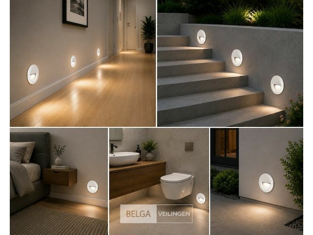 6 x led trapverlichting 3w – 3000k warm wit - rond – wit – ip54 – icon-r - afbeelding 4 van  6