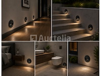 6 x led trapverlichting 3w – 3000k warm wit - rond – zwart – ip54 – icon-r - afbeelding 1 van  5