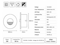 6 x led trapverlichting 3w – 3000k warm wit - rond – zwart – ip54 – icon-r - afbeelding 5 van  5