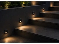 6 x led trapverlichting 3w – 3000k warm wit - rond – zwart – ip54 – icon-r