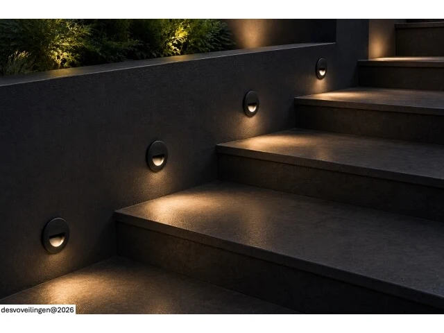 6 x led trapverlichting 3w – 3000k warm wit - rond – zwart – ip54 – icon-r - afbeelding 2 van  6