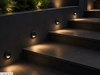 6 x led trapverlichting 3w – 3000k warm wit - rond – zwart – ip54 – icon-r - afbeelding 2 van  6