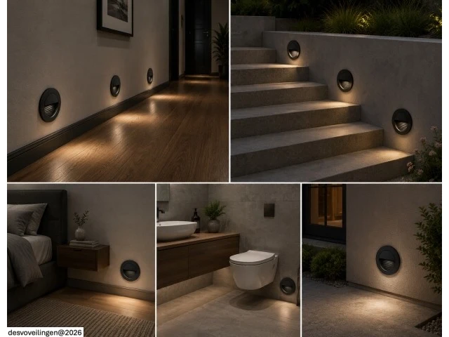 6 x led trapverlichting 3w – 3000k warm wit - rond – zwart – ip54 – icon-r - afbeelding 4 van  6