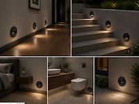 6 x led trapverlichting 3w – 3000k warm wit - rond – zwart – ip54 – icon-r - afbeelding 4 van  6