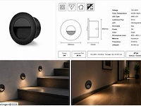 6 x led trapverlichting 3w – 3000k warm wit - rond – zwart – ip54 – icon-r - afbeelding 6 van  6