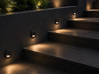 6 x led trapverlichting 3w – 3000k warm wit - rond – zwart – ip54 – icon-r - afbeelding 1 van  5