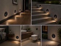 6 x led trapverlichting 3w – 3000k warm wit - rond – zwart – ip54 – icon-r - afbeelding 3 van  5