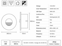 6 x led trapverlichting 3w – 3000k warm wit - rond – zwart – ip54 – icon-r - afbeelding 4 van  5