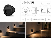 6 x led trapverlichting 3w – 3000k warm wit - rond – zwart – ip54 – icon-r - afbeelding 5 van  5