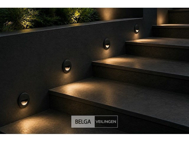 6 x led trapverlichting 3w – 3000k warm wit - rond – zwart – ip54 – icon-r - afbeelding 1 van  6