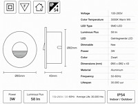 6 x led trapverlichting 3w – 3000k warm wit - rond – zwart – ip54 – icon-r - afbeelding 5 van  6
