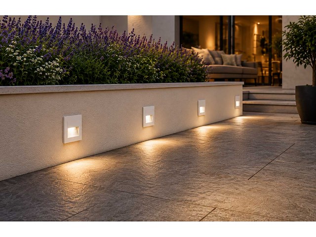 6 x led trapverlichting 3w – 3000k warm wit - vierkant – wit – ip54 – icon-s - afbeelding 3 van  5