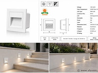 6 x led trapverlichting 3w – 3000k warm wit - vierkant – wit – ip54 – icon-s - afbeelding 5 van  5