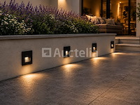 6 x led trapverlichting 3w – 3000k warm wit - vierkant – zwart – ip54 – icon-s - afbeelding 4 van  5