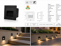 6 x led trapverlichting 3w – 3000k warm wit - vierkant – zwart – ip54 – icon-s - afbeelding 5 van  5