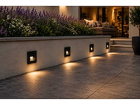 6 x led trapverlichting 3w – 3000k warm wit - vierkant – zwart – ip54 – icon-s - afbeelding 1 van  4