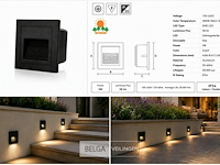 6 x led trapverlichting 3w – 3000k warm wit - vierkant – zwart – ip54 – icon-s - afbeelding 6 van  6