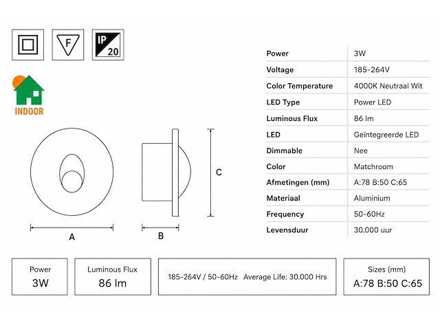 6 x led trapverlichting 3w – 4000k neutraal wit - matchroom – ip20 – yakut - afbeelding 3 van  3