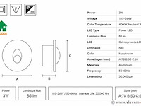 6 x led trapverlichting 3w – 4000k neutraal wit - matchroom – ip20 – yakut - afbeelding 4 van  5