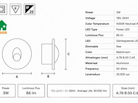 6 x led trapverlichting 3w – 4000k neutraal wit - matchroom – ip20 – yakut - afbeelding 5 van  6