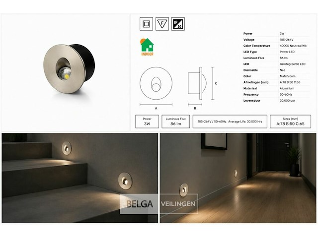 6 x led trapverlichting 3w – 4000k neutraal wit - matchroom – ip20 – yakut - afbeelding 6 van  6