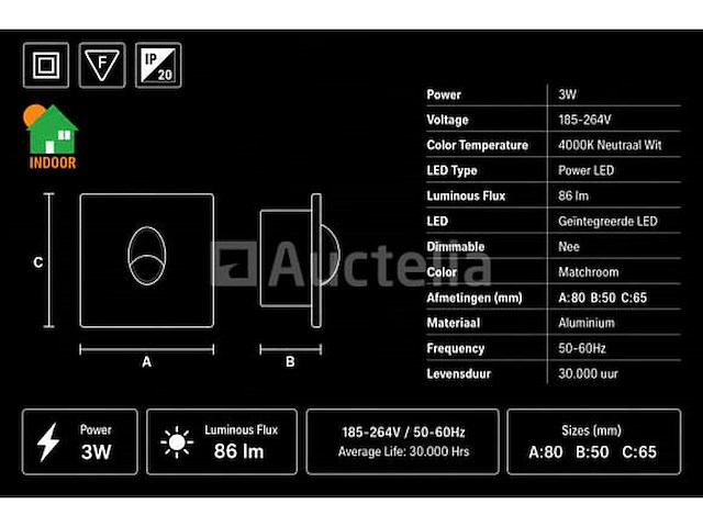 6 x led trapverlichting 3w – 4000k neutraal wit - matchroom – ip20 – zümrüt - afbeelding 1 van  5