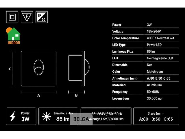 6 x led trapverlichting 3w – 4000k neutraal wit - matchroom – ip20 – zümrüt - afbeelding 5 van  6
