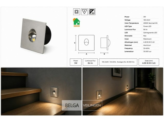 6 x led trapverlichting 3w – 4000k neutraal wit - matchroom – ip20 – zümrüt - afbeelding 6 van  6