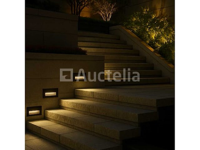 6 x led trapverlichting – 6w – 3000k warm wit – ip65 – rechthoekig – ly05 - afbeelding 1 van  5