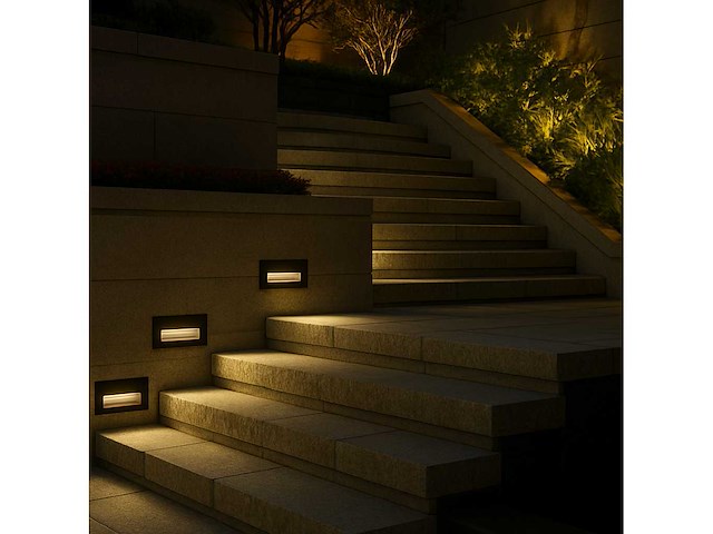 6 x led trapverlichting – 6w – 3000k warm wit – ip65 – rechthoekig – ly05 - afbeelding 4 van  5