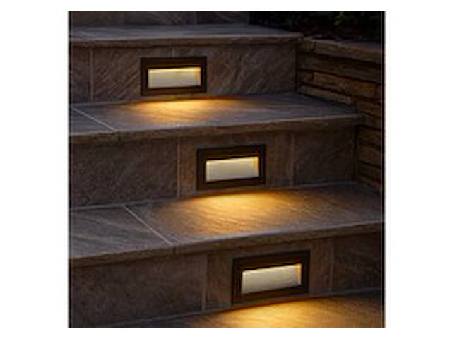 6 x led trapverlichting – 6w – 3000k warm wit – ip65 – rechthoekig – ly05 - afbeelding 1 van  6