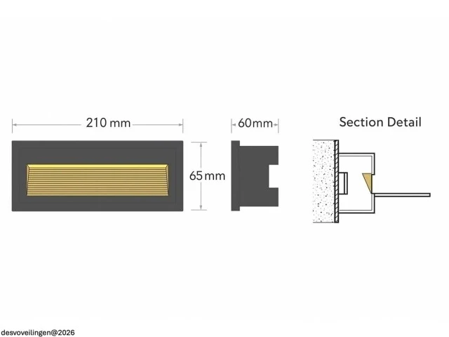 6 x led trapverlichting – 6w – 3000k warm wit – ip65 – rechthoekig – ly05 - afbeelding 4 van  6