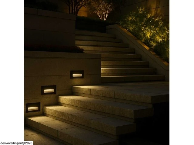6 x led trapverlichting – 6w – 3000k warm wit – ip65 – rechthoekig – ly05 - afbeelding 5 van  6