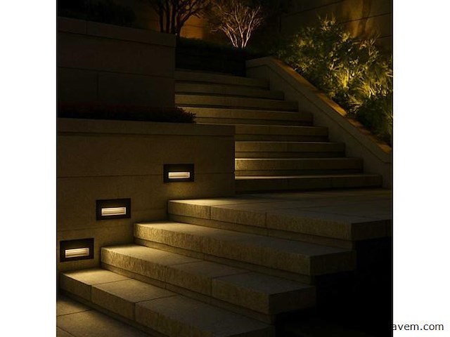 6 x led trapverlichting – 6w – 3000k warm wit – ip65 – rechthoekig – ly05 - afbeelding 4 van  5